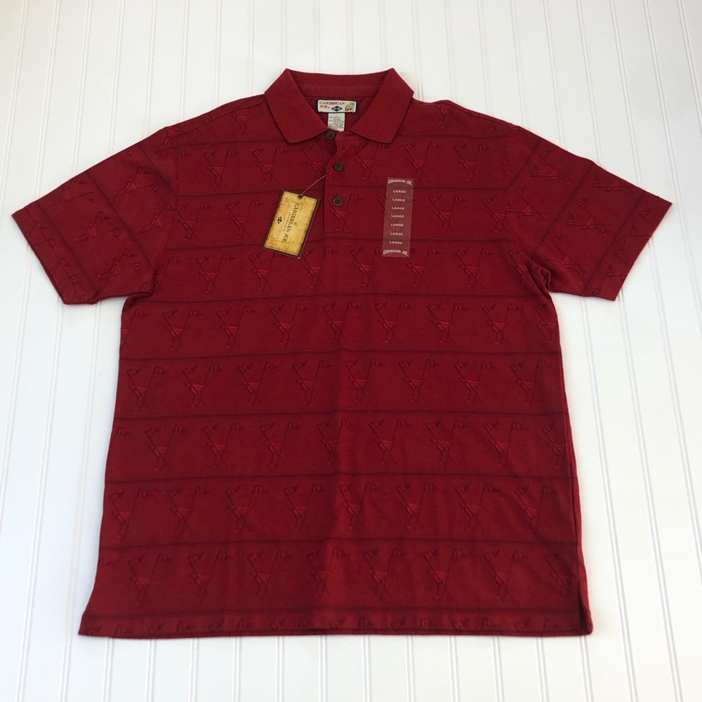 Caribbean Joe 19th Hole Martini Golf Men’s Deep Red Polo Shirt